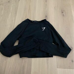 Gymshark Black Athletic Cropped Long Sleeve, Size XS